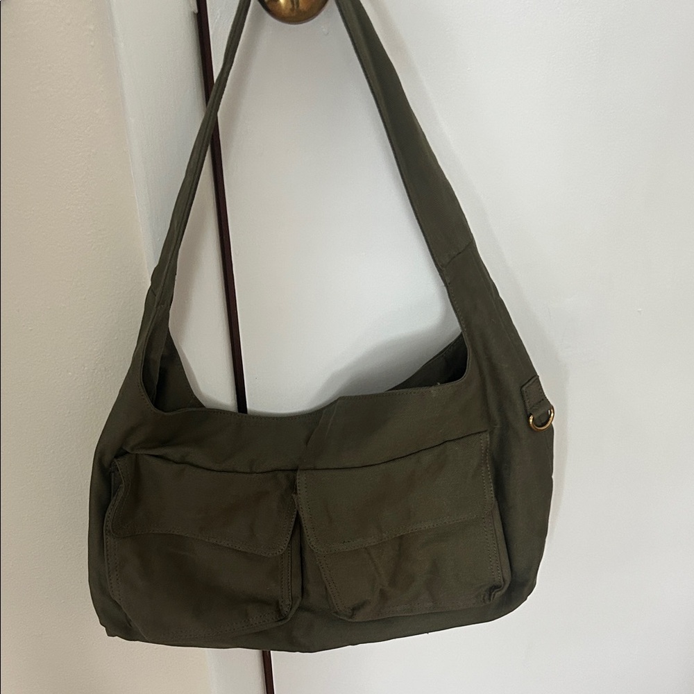 American Eagle Outfitters Olive Green Canvas Messenger Bag